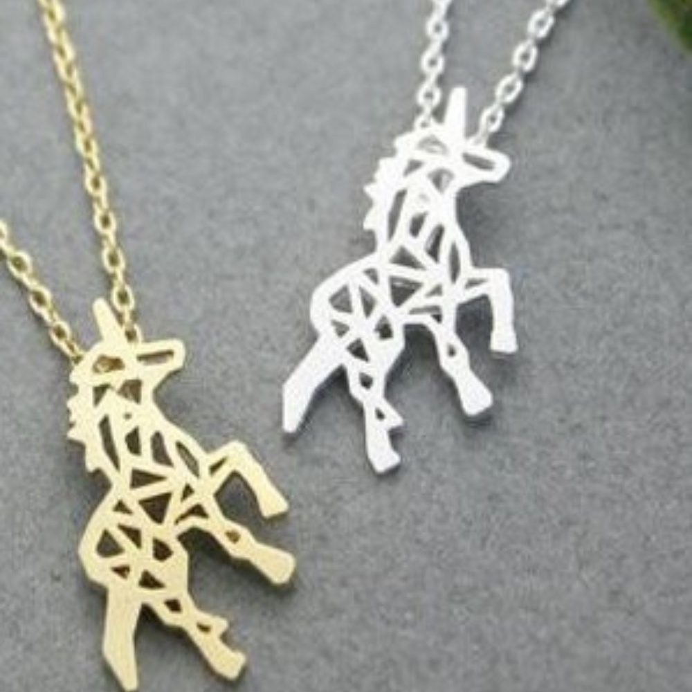 Gold or Silver Unicorn Necklace - Picture 1 of 3